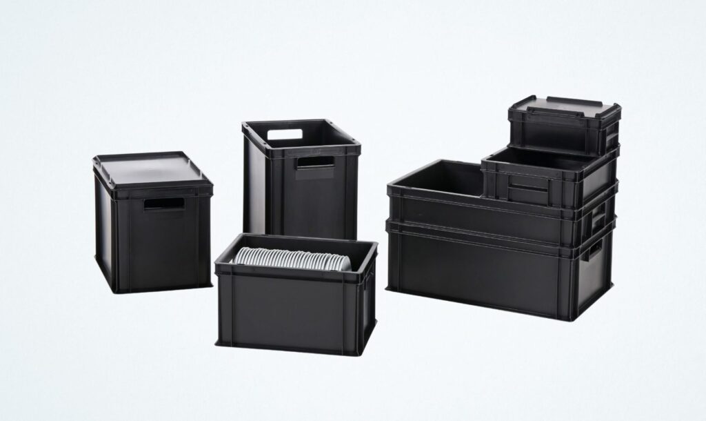 Schwarze Blackline Behälter Transoplast
